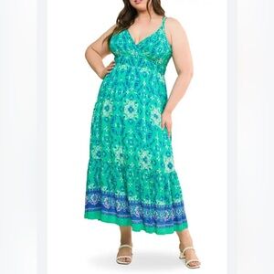 Flying Tomato Dress Smocked Ruffle Boho Maxi 2X‎